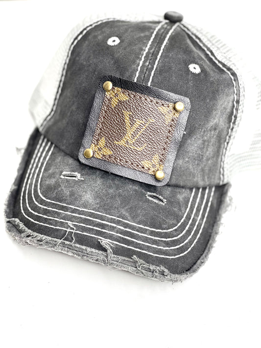 Black Distressed Hat - LV