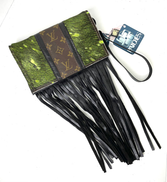 Small Crossbody (with LV Strip) Black and Neon Green – Patches Of Upcycling