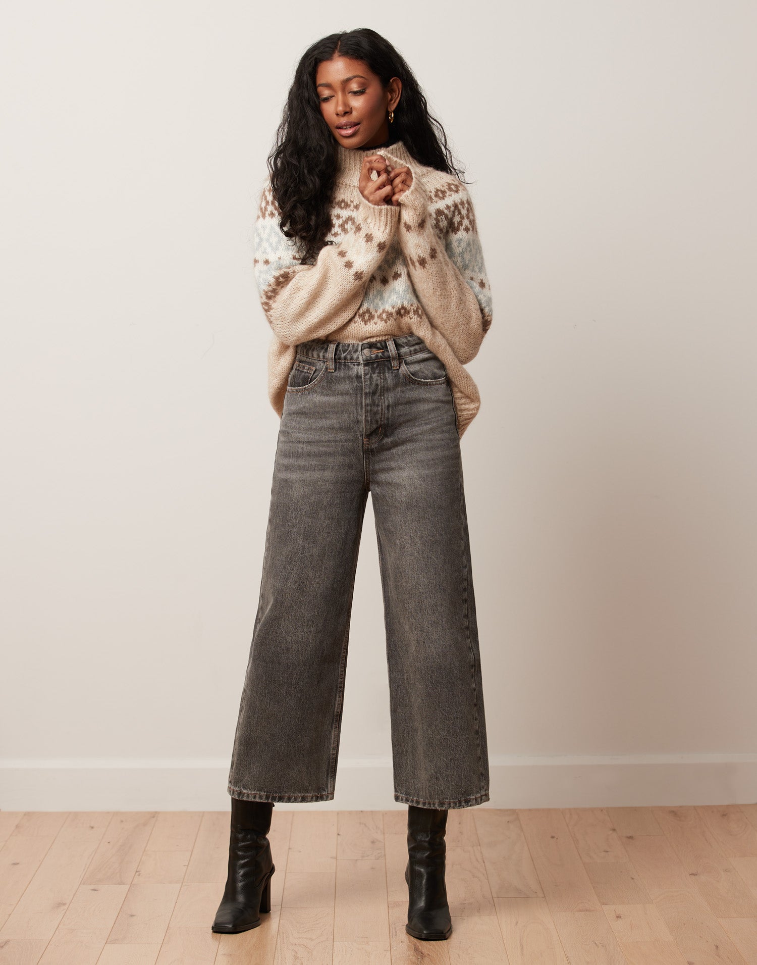 LILY WIDE LEG JEANS / OFF-WHITE / 100% COTTON