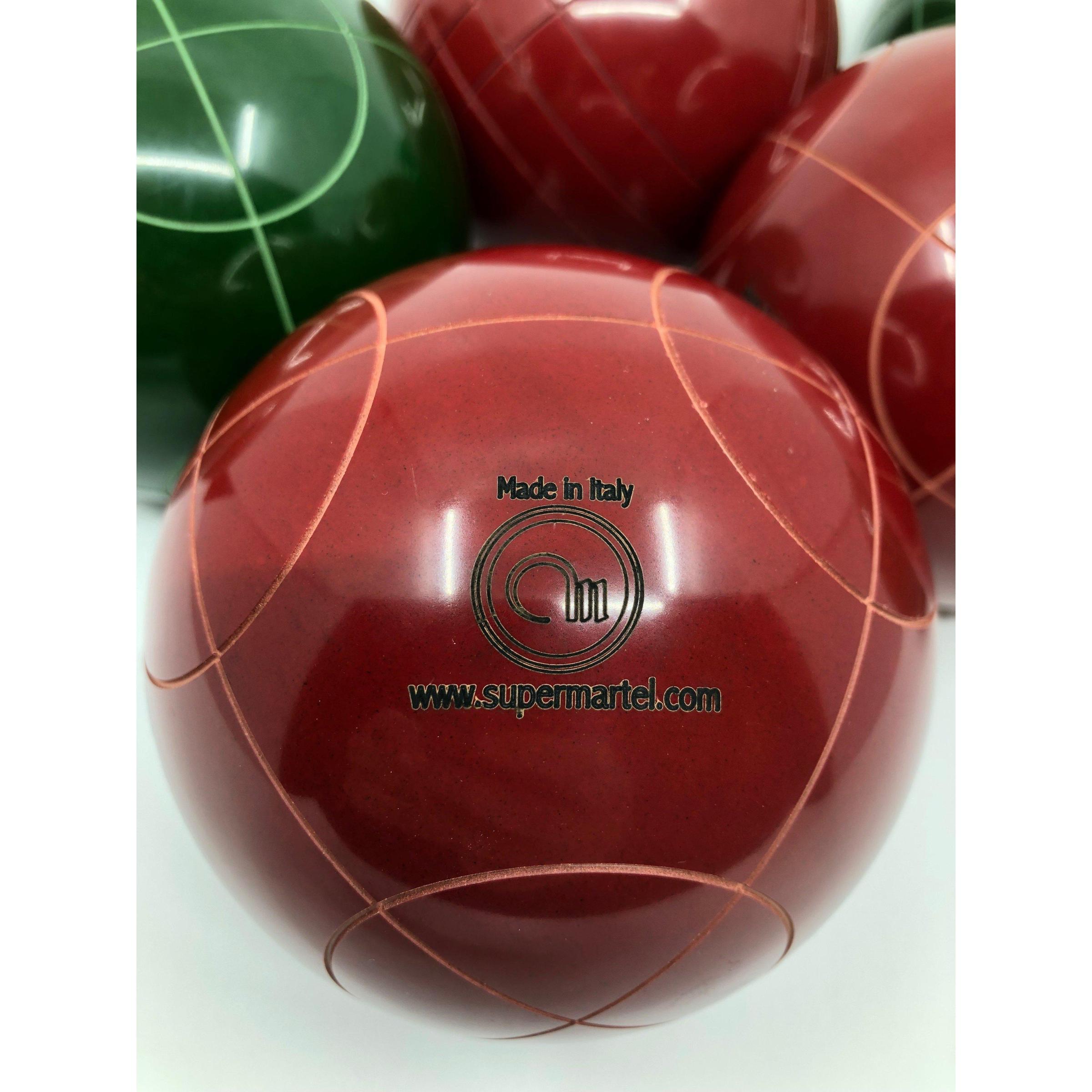 Made in Italy Super Martel Professional Bocce Ball Set 107mm, Tournament Rated Bocce Balls, Official Ball of World Champions, Includes Carrying Bag