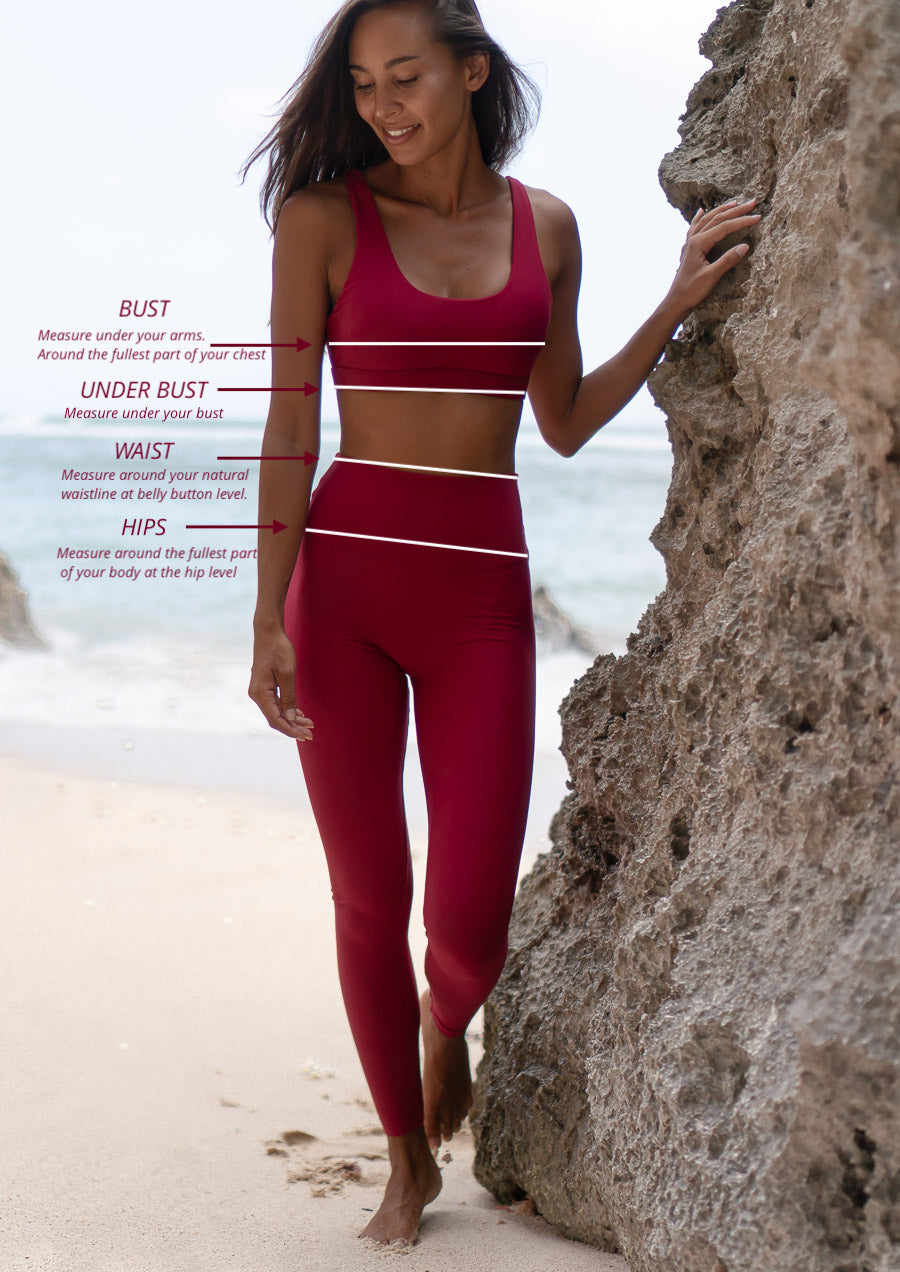 Size chart eco-friendly activewear econyl