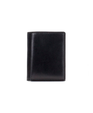 Vintage Worn Leather Wallet Heritage Tri-fold Black Leather 