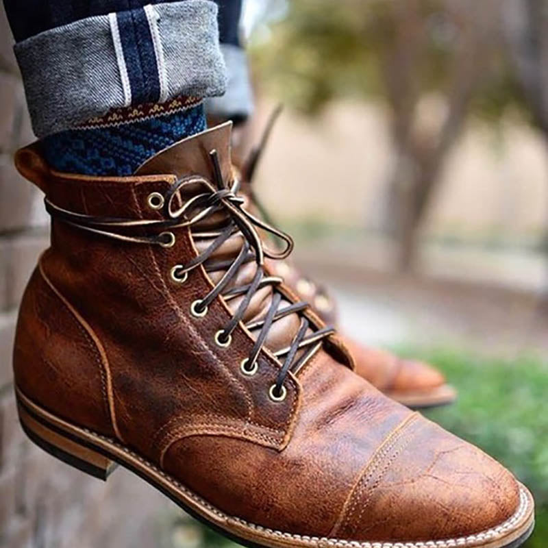 mens vintage leather lace up boots