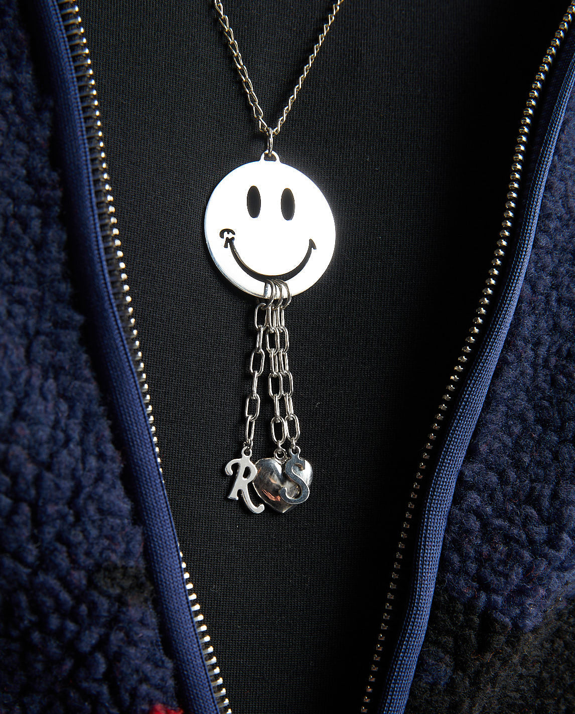 Rs In Smiley Necklace Pendant - Silver UNISEX RAF SIMONS 