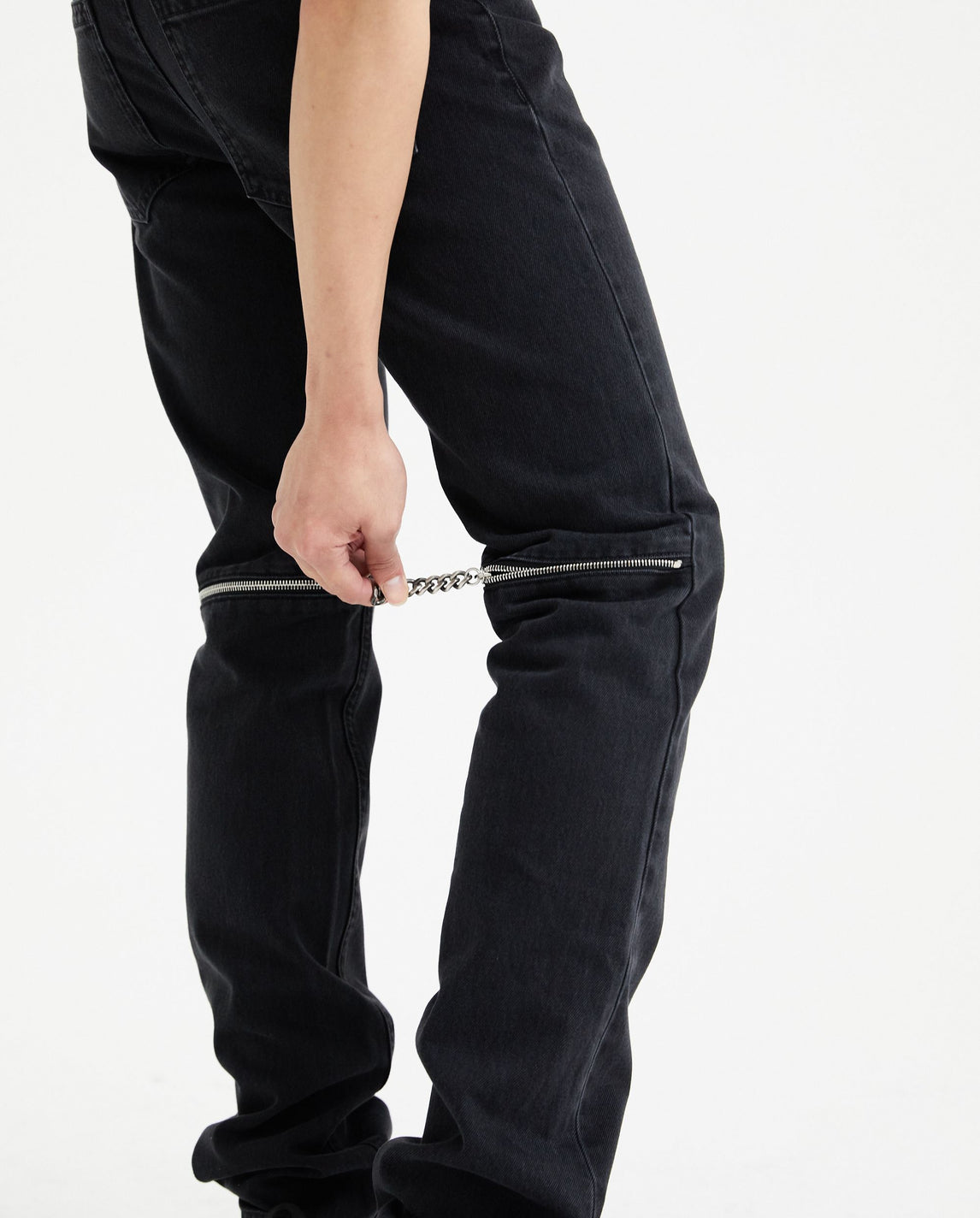 denim zipper pants