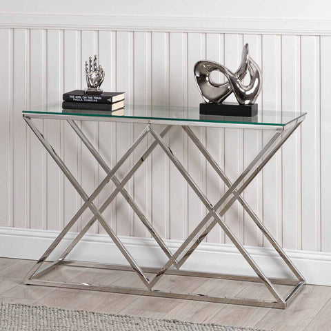 Metal and Glass Console Hallway Table