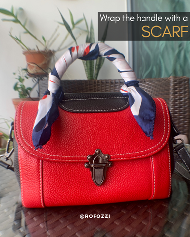 Rofozzi handbag with scarf wrapped on handle