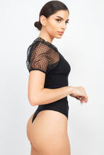 Load image into Gallery viewer, &quot;Miranda&quot; Stretchy Polka Dot Organza Puff Sleeve Bodysuit