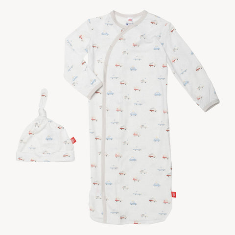 hug dispatcher modal magnetic cozy sleeper gown + hat set