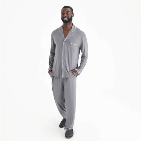 men's gray mist modal magnetic classic with a twist long sleeve pajama set