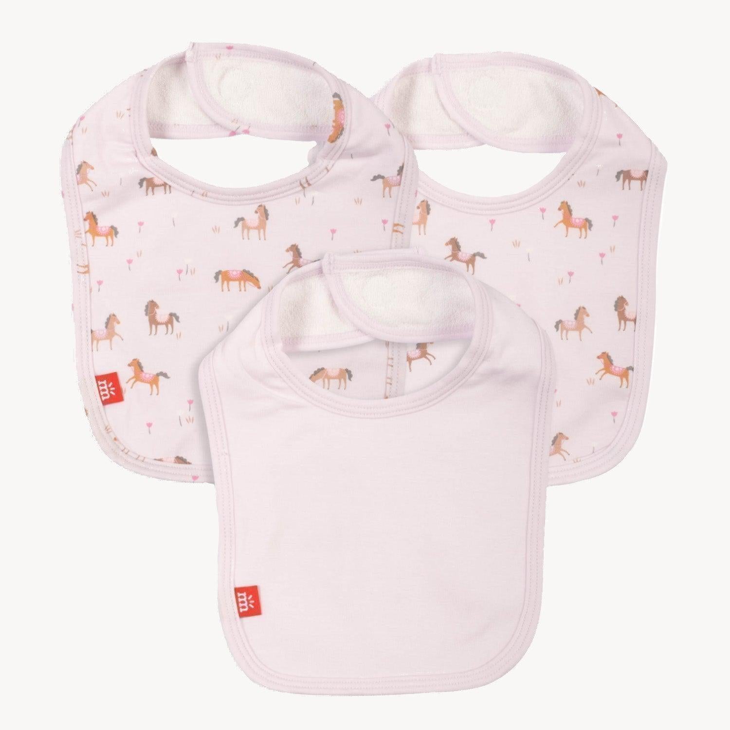 purple rein modal magnetic stay dry infant bib 3-pack