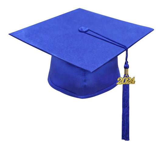 2024 Matte Royal Blue Cap and Gown W/ Matching Tassel Sizes 4'6 6