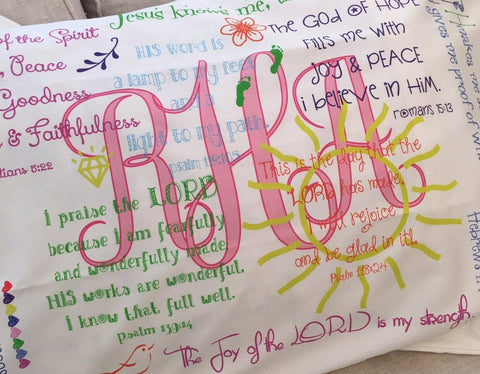 PillowGrace Confetti Memory Verse Scripture Pillowcase for Girls