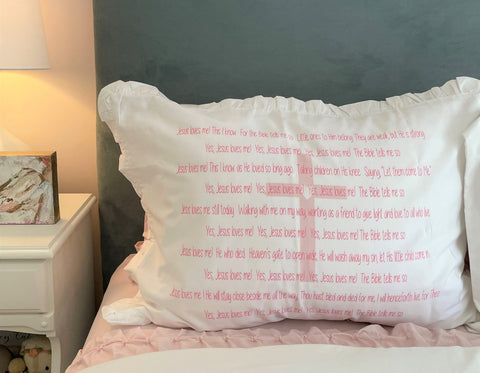 Pink Jesus Loves Me Pillowcase for Girls