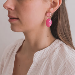 mooie, opvallende roze oorbellen petit bonbon