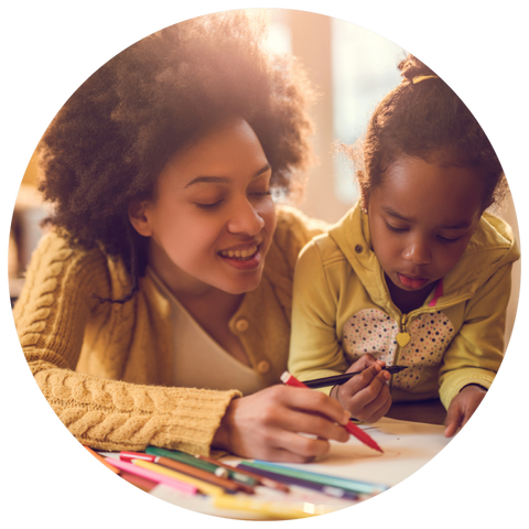 Mother and daughter colouring