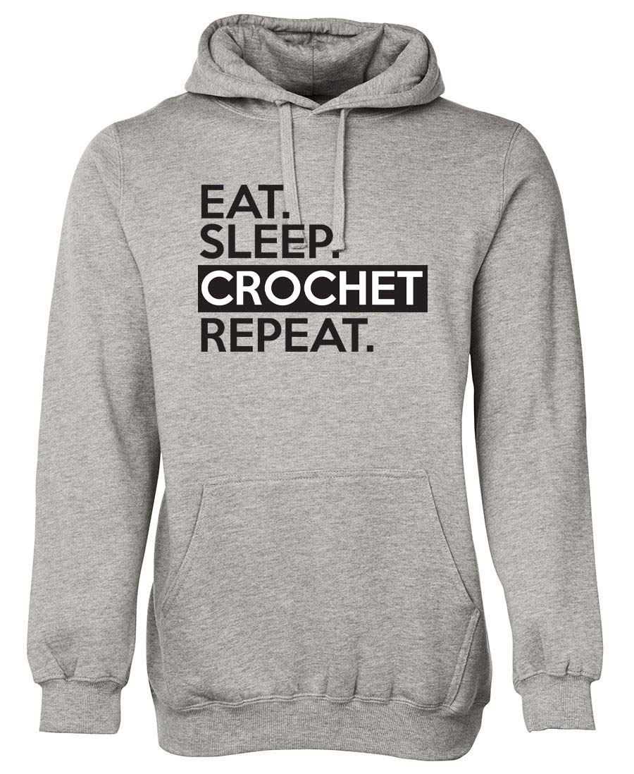 Eat Sleep Crochet Repeat Hoodie As Design Print