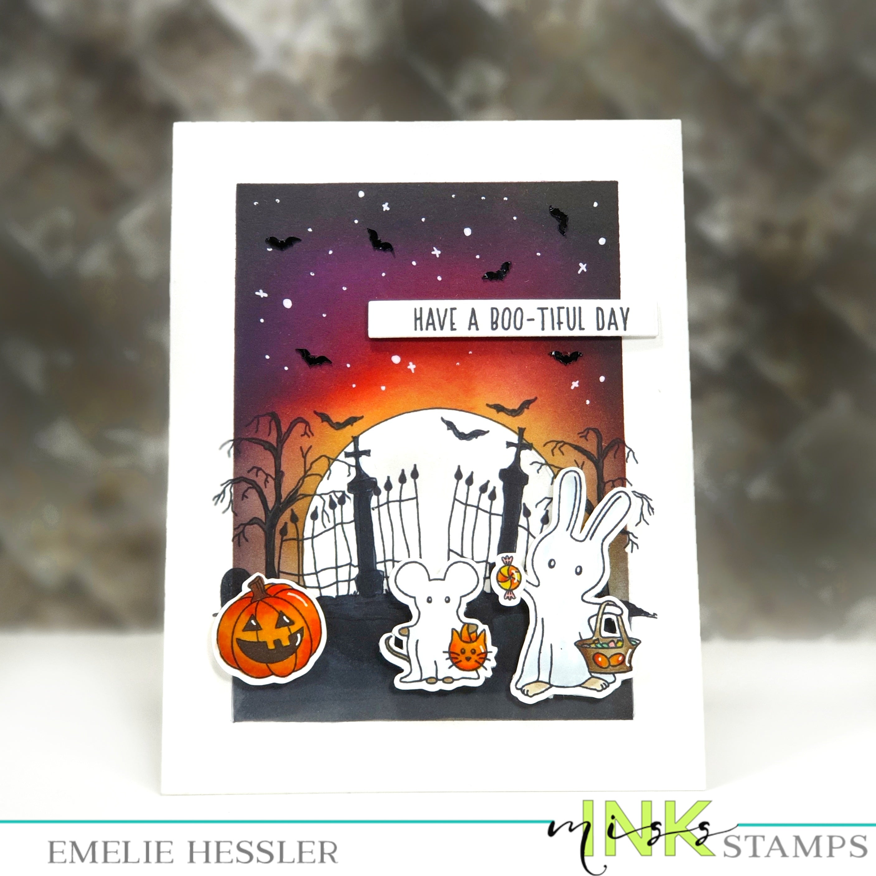 Boo Crew ink blended background Miss Ink Stamps