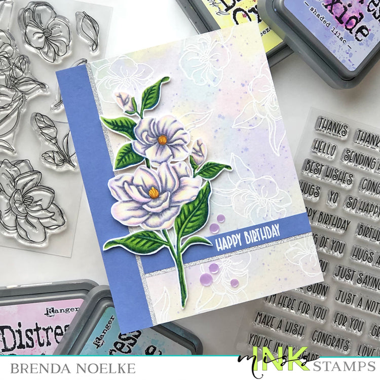 Happy Birthday Gardenia Card – Miss Ink Stamps