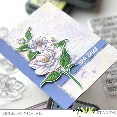 Happy Birthday Gardenia Card – Miss Ink Stamps