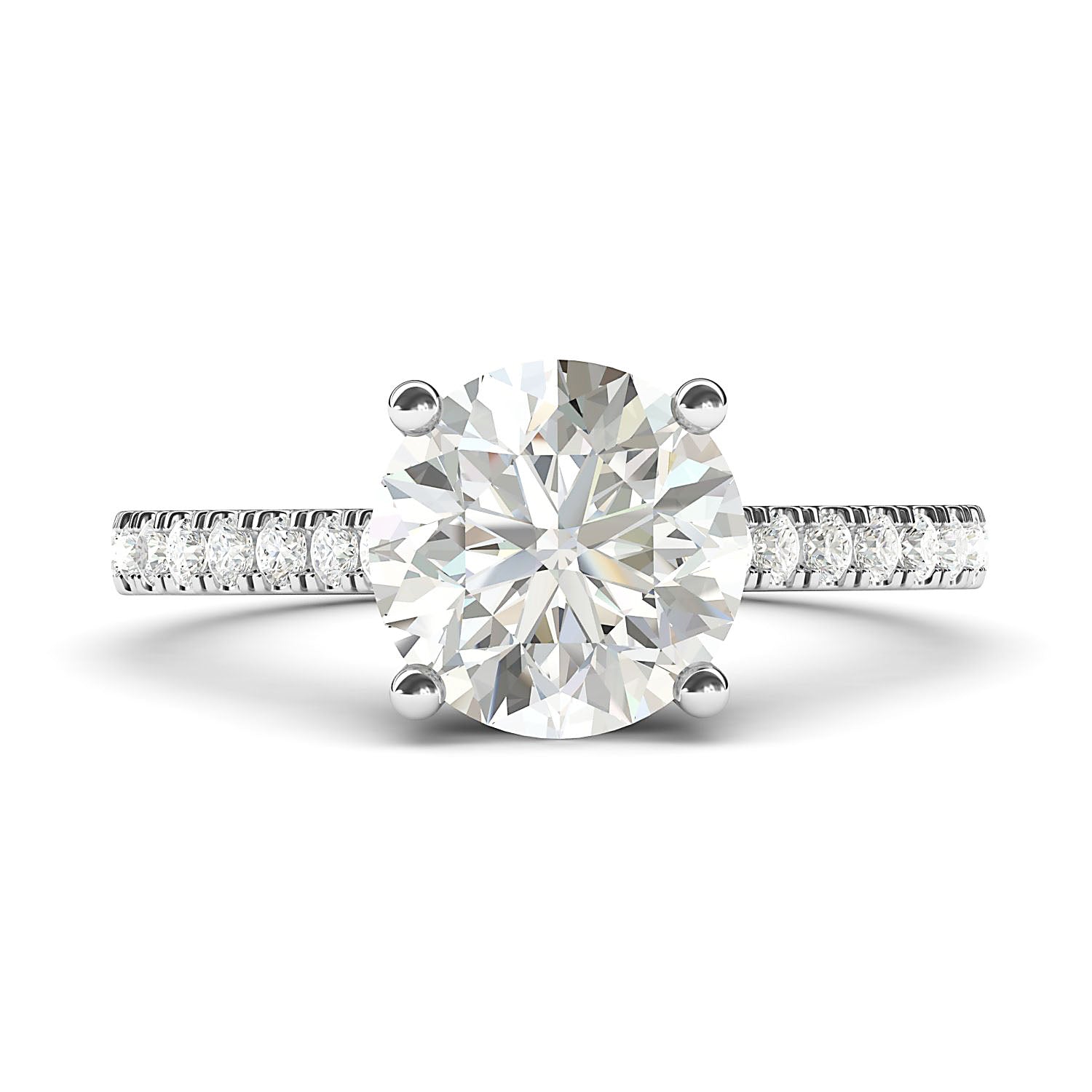 Sterling Silver 2CT Classic 4-Prong Simulated Diamond Engagement