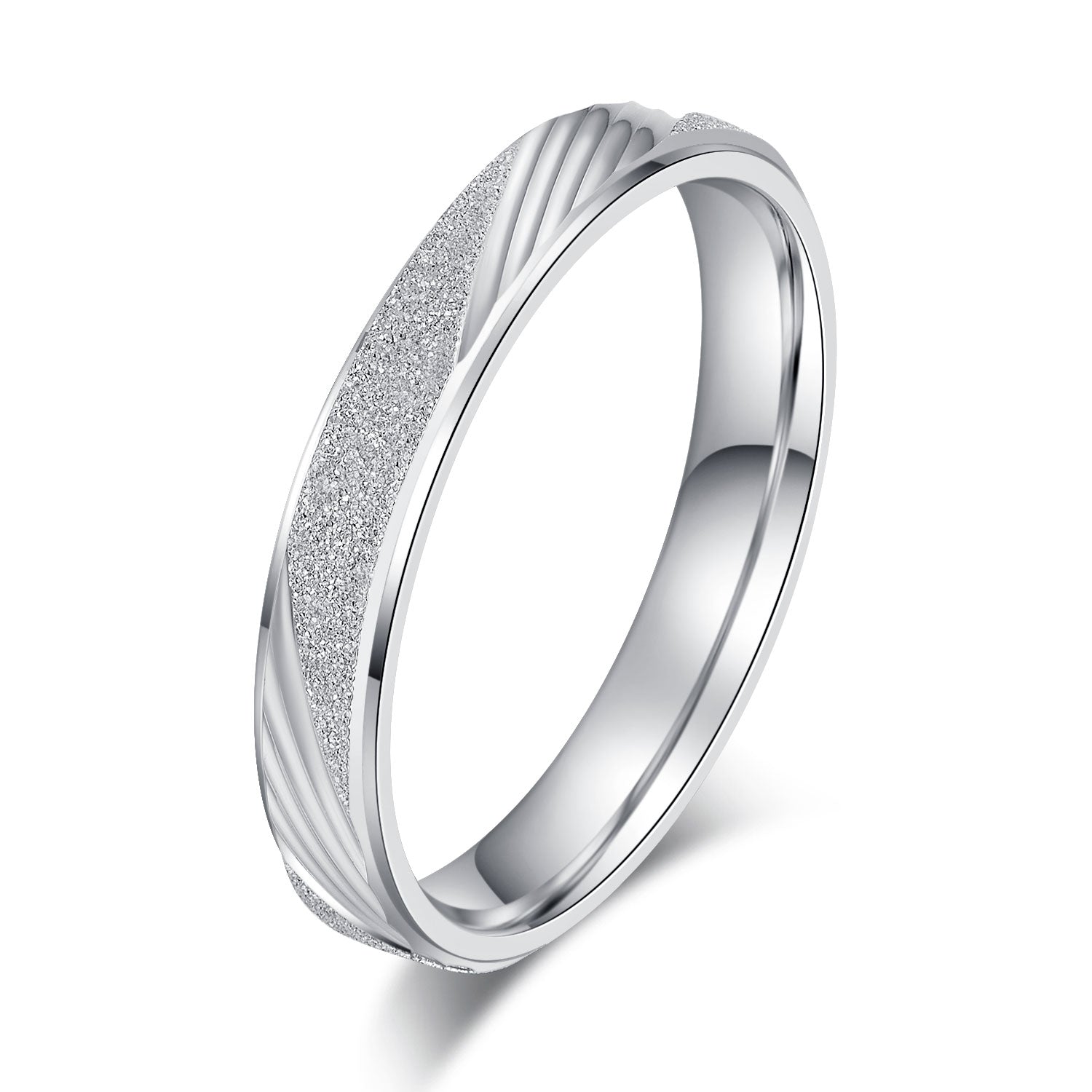 ChicSilver 925 Sterling Silver Rings Skinny Sandblast Finish Resistant  Comfort Fit Wedding Band 3mm Ring Size 9