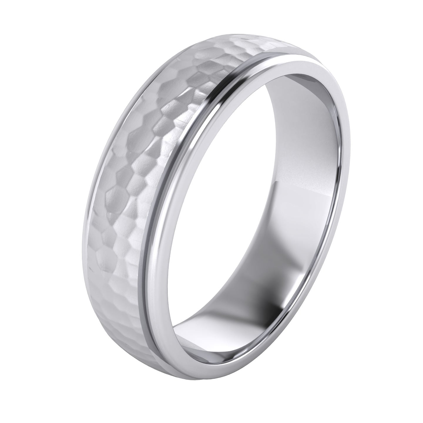 Heavy Solid Sterling Silver 6mm Hammered Unisex Wedding Band