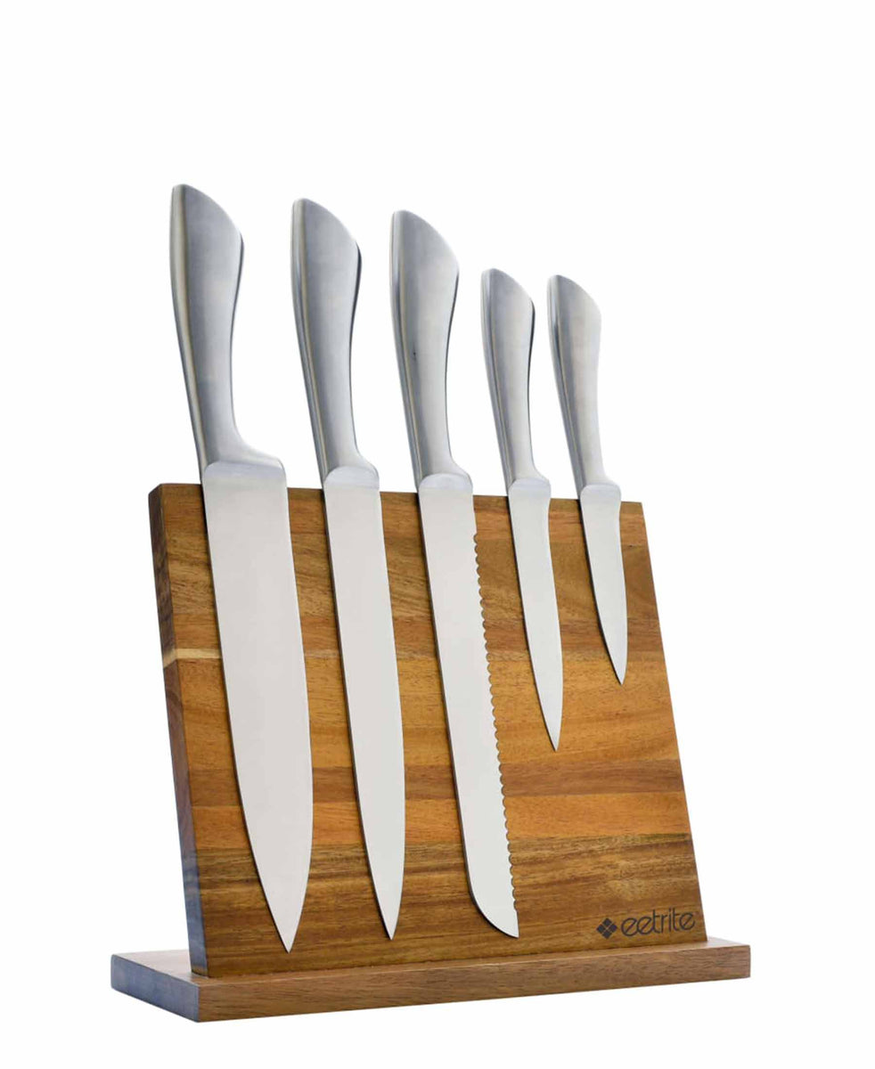 Eeetrite 6 Piece Knives With Acacia Stand - Brown