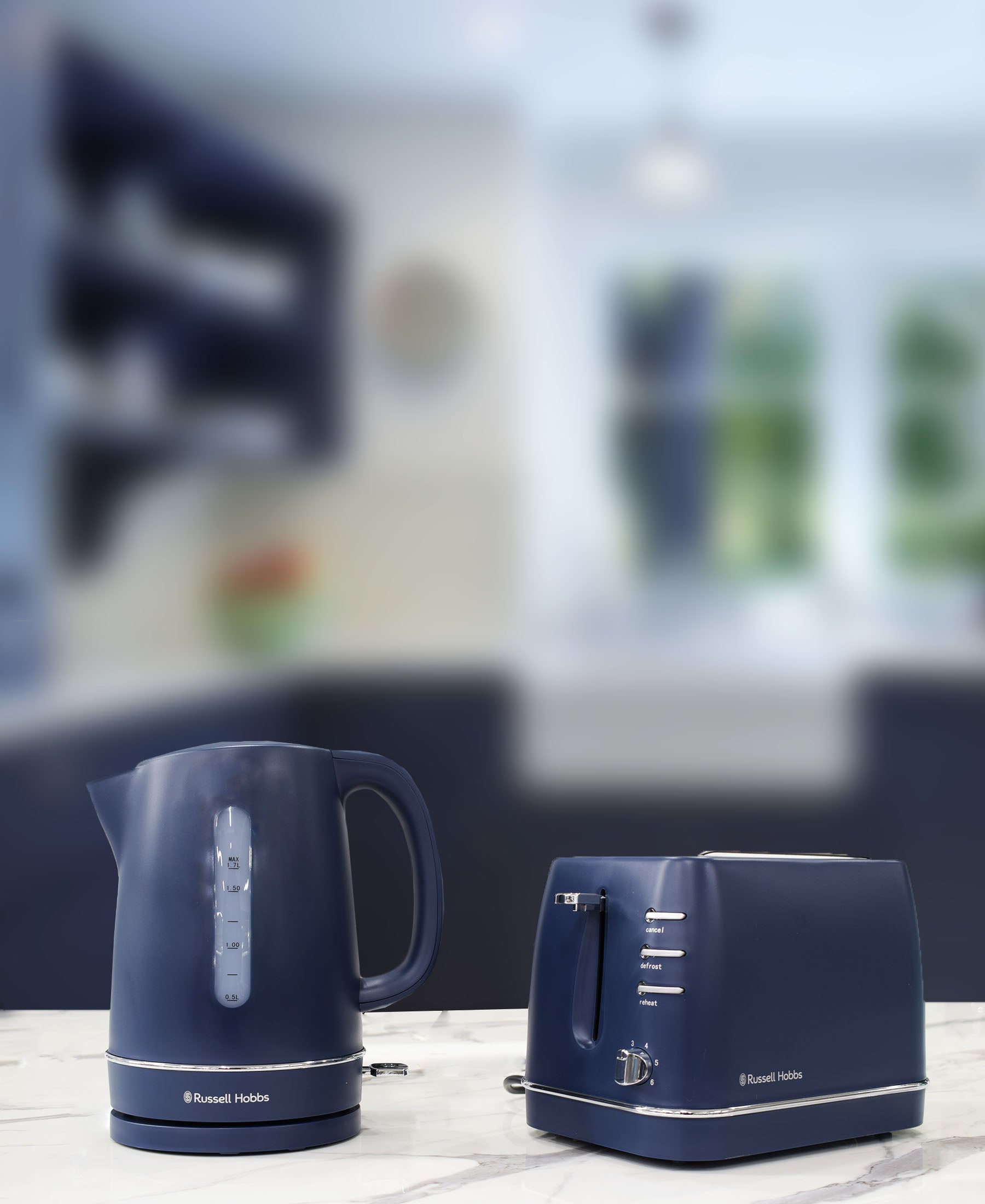 russell hobbs navy blue kettle and toaster