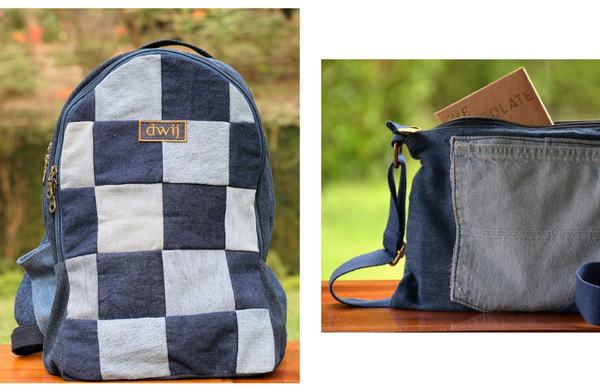 Denim Bags | Backpack | Upcycled Convertible Tote | Blue