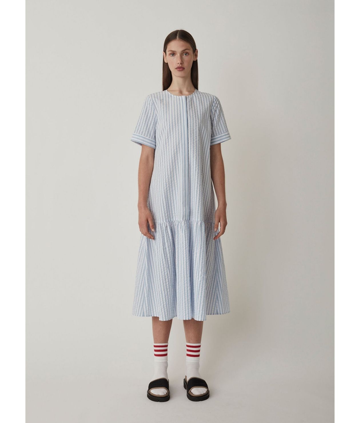 JUST FEMALE Payton Dress / Chambray Stripe