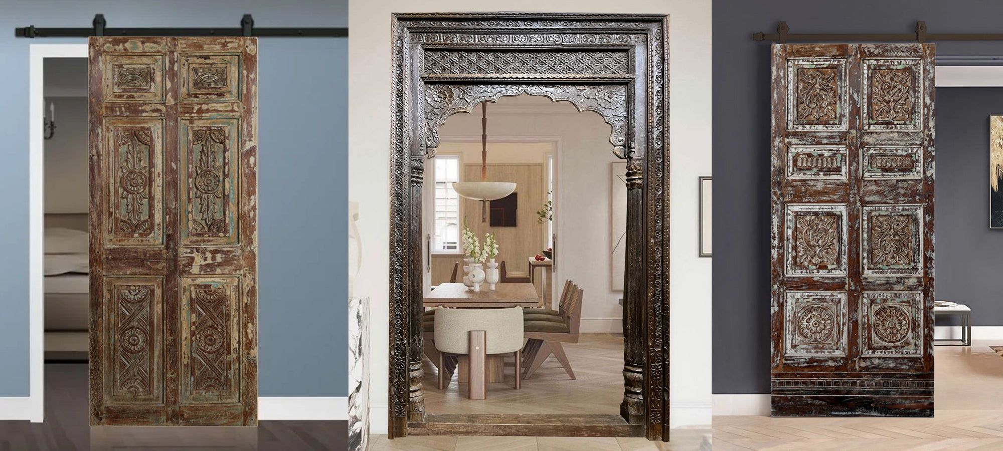 Incorporating Grounding Furnitures, Reclaimed Vintage Wood Carvings | Mogulinterior