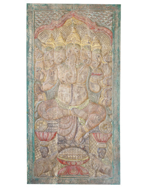 Ganesha on Lotus, Carved Wall Art for your Sanctuary