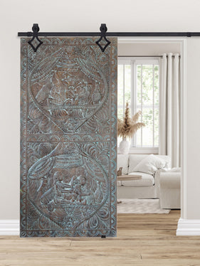 Artisan-Crafted Door Kamasutra Barn Door, Carved Indian Art 72