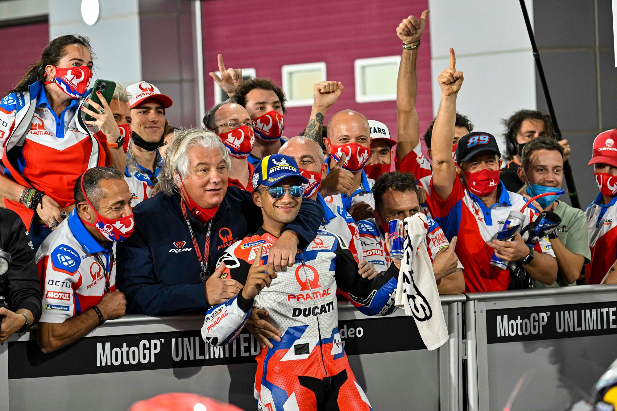 MotoGP Jorge Martin celebrating with fans in Hudson 89 LE