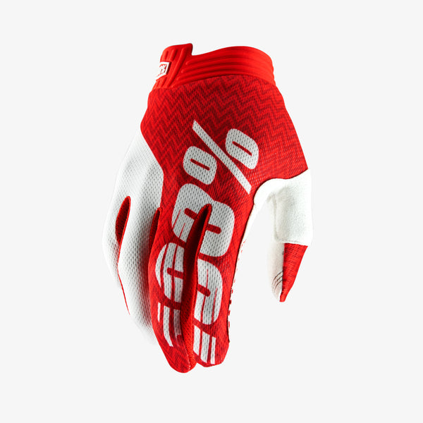 red and white football gloves