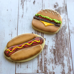 Hamburger and Hot Dog Decorated Sugar Cookies