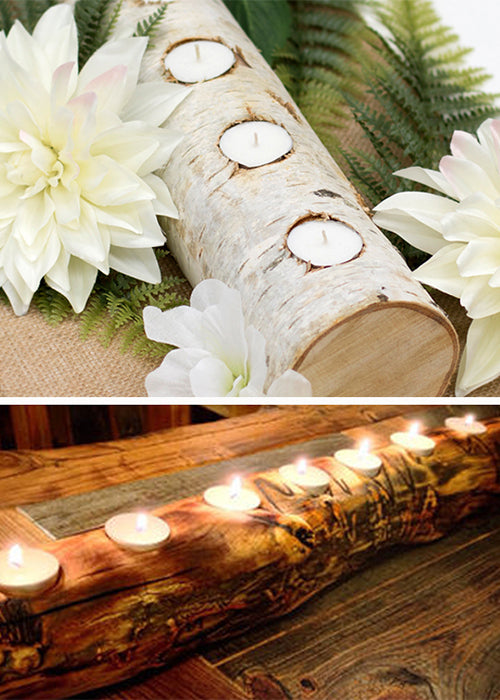 Unique Slab Wood Wedding Decor Ideas -CV Linens