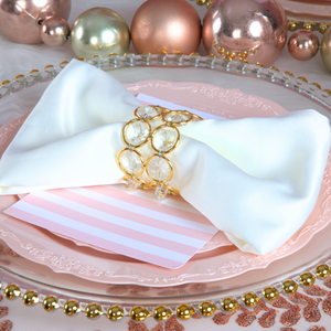 10 pc/pk Crystal Napkin Ring - Gold