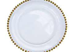 Beaded Glass Charger Plate – Gold trim