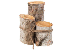 Birch Wood 3pc Tea Light Candle Sets