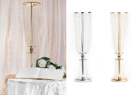 Crystal Wedding Centerpieces Column Gold and Silver
