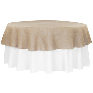 Burlap Round 90" Table Overlay Topper - Natural Tan
