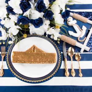 Gold table napkin setup