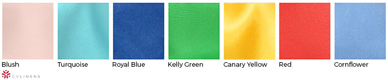 kelly green blush rose quartz canary yellow red turquoise pantone wedding linens