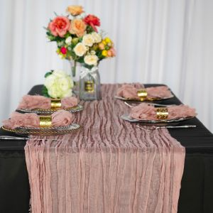 Premium Cheesecloth Table Runner 16FT x 25" - Dusty Rose/Mauve