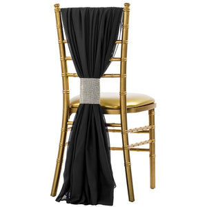 5pcs Pack of Chiffon Chair Sashes/Ties 19" x 72" - Black