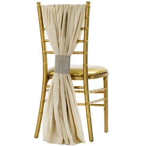 5pcs Pack of Chiffon Chair Sashes/Ties 19" x 72" - Champagne