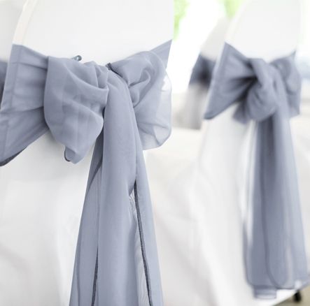 5pcs Pack of Chiffon Chair Sashes/Ties - Dusty Blue