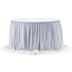Chiffon Tulle Table Skirt Extra Long 17ft - Dusty Blue